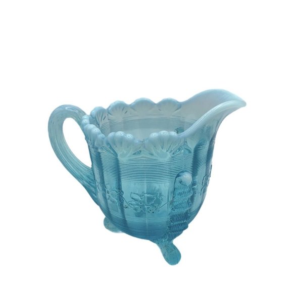 Northwood Fluted Scrolls Glass Creamer Blue Opalescent Early American Pattern - Picture 3 of 7